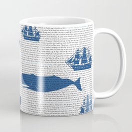 moby dick Coffee Mug | Pattern, Melville, Bookworm, Blue, Novel, Whale, Hermanmelville, Book, Digital, Graphicdesign 