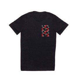 Black, red, white geometric plaid seamless pattern. Laconic shapes textured modern repeatable motif T Shirt