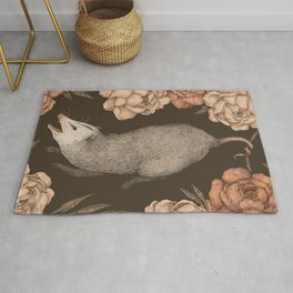 The Opossum and Peonies Rug