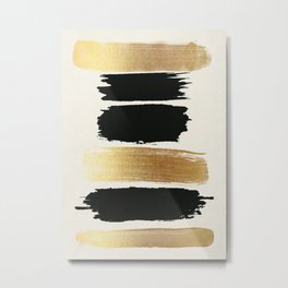 Brush Strokes (Black/Gold) Metal Print