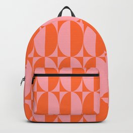 Mid Century Modern Geometric Half Oval Pattern 258 Orange and Pink Backpack