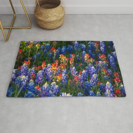 Wonderful Wildflowers - Bluebonnets and Indian Paintbrush on Spring Day in Texas Rug