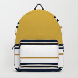 Wide and Thin Stripes Color Block Pattern in Mustard Yellow, Navy Blue, Ivory, and White Backpack