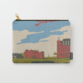 Old Course at St Andrews, Scotland - Minimalist Retro Travel Giclee Poster Print - Golf Links Carry-All Pouch
