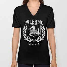 Sicilia Flag and Shield with Trinacria - Palermo Unisex V-Neck