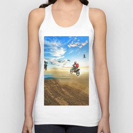 Motocross High Flying Jump with the Birds Tank Top