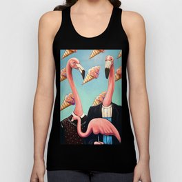 Flamingo American Gothic // tropical classical bird painting Tank Top