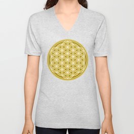 Flower of Life – Golds & White V Neck T Shirt