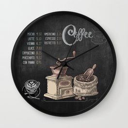 Coffee Grinder: Chalkboard Art Wall Clock
