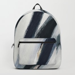 Neutral Abstract Art, navy blue gray stripes Backpack