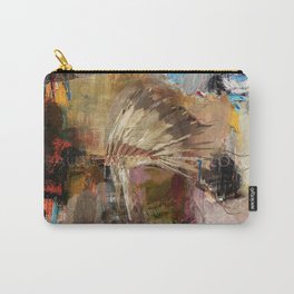 'WALK IN BEAUTY' Carry-All Pouch | Photomontage, Riversscottfisher, Abstract, Standingrock, Vintage, Headress, Crows, Square, Collage, Siouxnation 