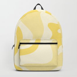 Retro Liquid Swirl Abstract Square in Soft Pale Pastel Yellow Backpack