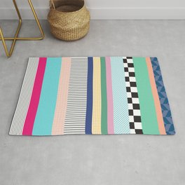 Stripes Mixed Print and Pattern with Color blocking Rug