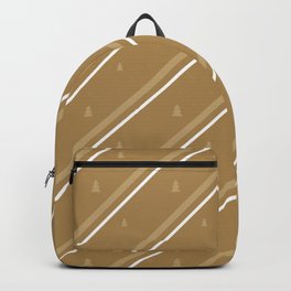 Golden Stripes and Pine Tree Christmas Seamless Pattern on Gold Backpack