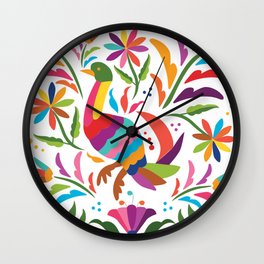Mexican Otomí Duck / Colorful & happy art by Akbaly Wall Clock