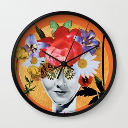 Mushroom Blooming - Orange Edit  Wall Clock
