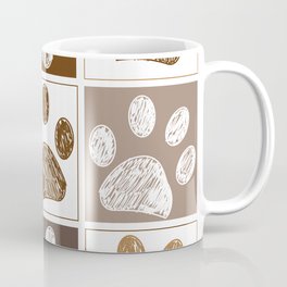 Doodle paw print pattern with brown square Coffee Mug
