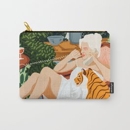 Gossip Girl Illustration, Woman Fashion Female Painting, Retro Vintage People Carry-All Pouch