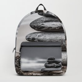 Zen Stone Cairn At A Portuguese Beach Backpack