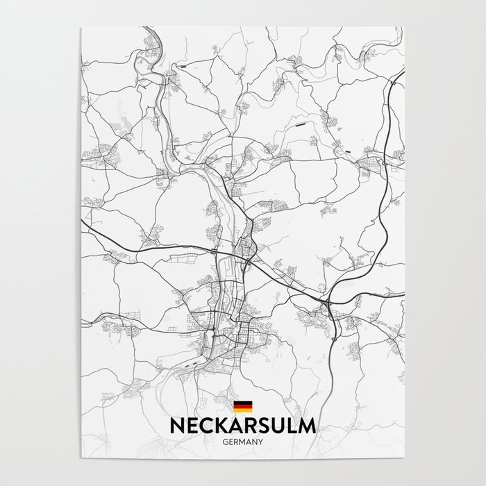 Neckarsulm Germany Light City Map Posters 