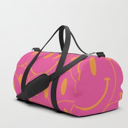 Groovy Pink and Orange Smiley Face Mania Duffle Bag