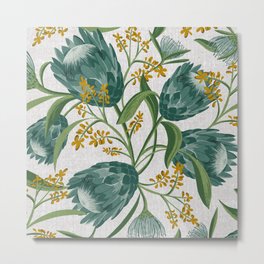 Sugarbush - Botanical Floral Pattern Flax Metal Print