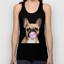 French Bull Dog with Bubblegum in Pink Tank Top