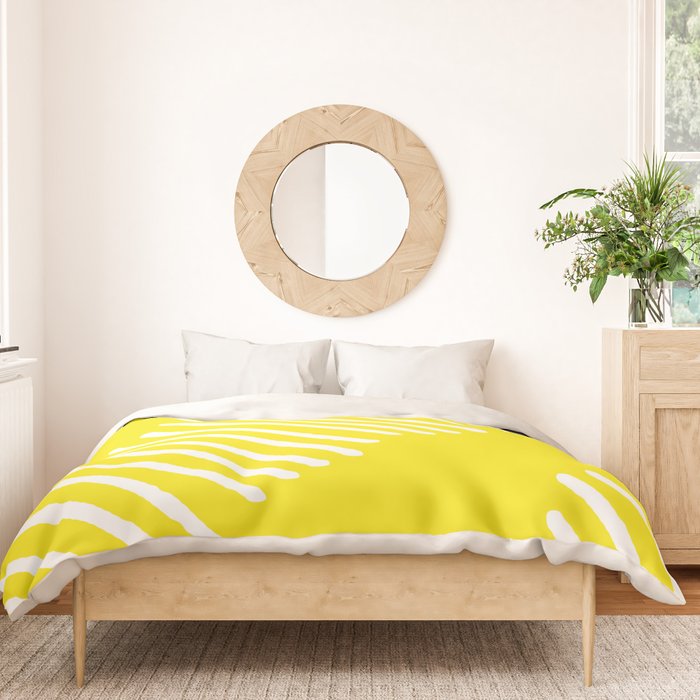 Duvet Cover Yellow and white lined pattern by ARTbyJWP | Society6