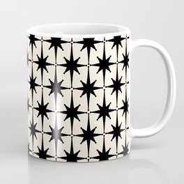 Midcentury Modern Atomic Age Starburst Pattern in Black and Almond Cream Coffee Mug