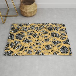 Abstract Beehive Yellow & Black Pattern Rug