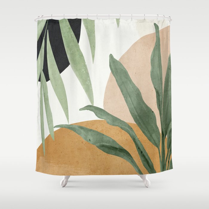 Leaf Shower Curtain Tree Leaves Watercolor Print for Bathroom 