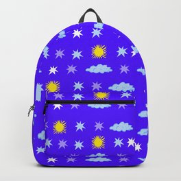 Suns and Stars and Clouds Pattern on purple background  Backpack