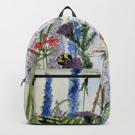 Wildflower in Garden Watercolor Flower Illustration Painting Backpack