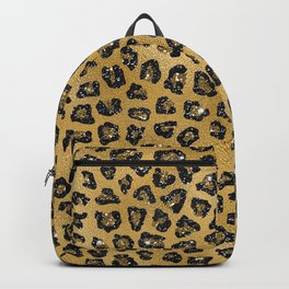 Glam black and gold abstract tiger animal print pattern Backpack