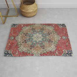 Antique Red Blue Black Persian Carpet Print Rug