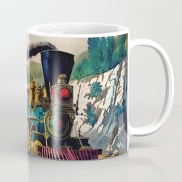 1870 Currier & Ives Steam Locomotive - The Express Train Lithograph Coffee Mug