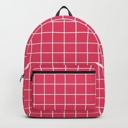Paradise pink - fuchsia color - White Lines Grid Pattern Backpack