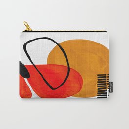 Mid Century Modern Abstract Vintage Pop Art Space Age Pattern Orange Yellow Black Orbit Accent Carry-All Pouch