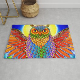 Psychedelic Rainbow Owl Rug