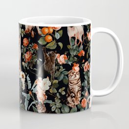 Cat and Floral Pattern II Coffee Mug