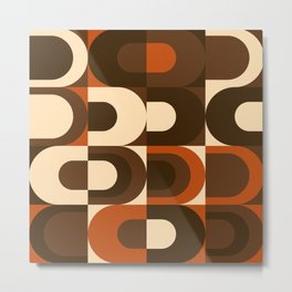 70s Pattern Retro Inustrial in Orange and Dark Brown Metal Print