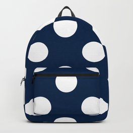 Large Polka Dots - White on Oxford Blue Backpack
