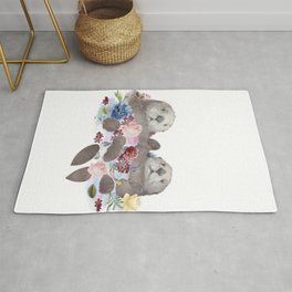 Sea Otters Holding Hands, Love Art Rug