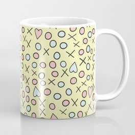 Cute and simple xoxo hearts design in pastel yellow, pink and green Coffee Mug