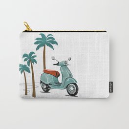 Vespa & Palm Trees - Sage by Linda Sholberg Carry-All Pouch | Vespa, Motorcycle, Color, Europe, Scooters, Adventure, Vantage, Painting, Summer, Italian 