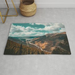 High Above // Teal Blue Sky Autumn Fall Color Woodlands in Colorado Rug