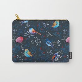 Gouahe seamless pattern with bright birds on branches with leaves pattern Carry-All Pouch