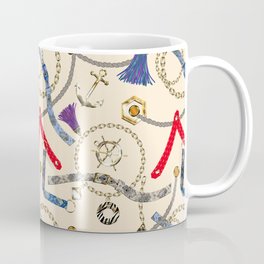 Trendy abstract with straps, tassels, chains Coffee Mug