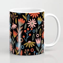 Exotic Midnight Floral Garden Coffee Mug