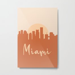 MIAMI FLORIDA CITY SUN SKYLINE EARTH TONES Metal Print